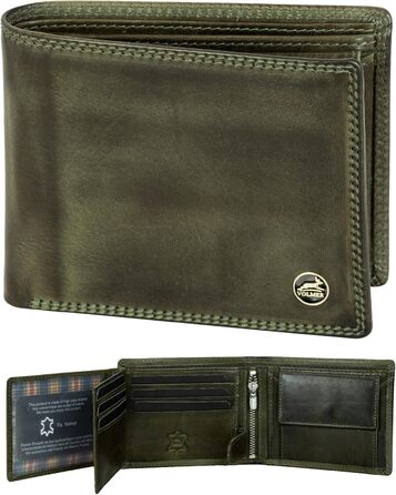 Чоловічий гаманець Volmer Leder з RFID-захистом, міцний подвійний шов (9+4 картки - Оливковий)