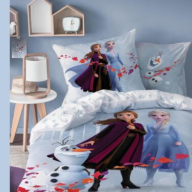 Комплект постільної білизни Frozen: ковдра 135x200, наволочка 80x80, фланель, 100% бавовна, для дівчаток