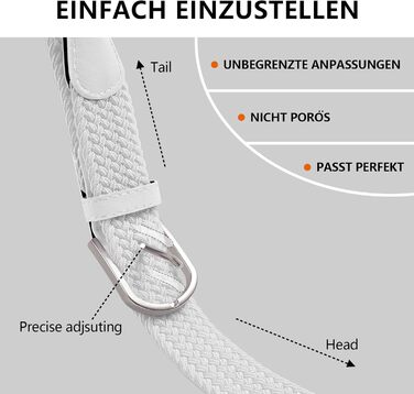 Жіночий/Чоловічий тканинний ремінь Tangchao з плетіння, еластичний, 3.3 см, довжина 90-135 см, білий