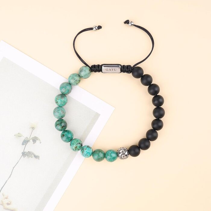 Чоловічий браслет GAVU з кристалами Інь-Ян (Африканський бірюза)