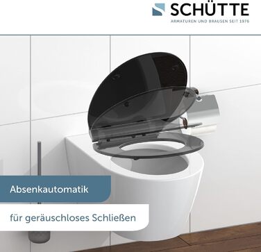 Слімова сидіння для унітаза SCHÜTTE SLIM з мікроліфтом (м'яке закриття), Duroplast, чорний колір, витримує до 175 кг