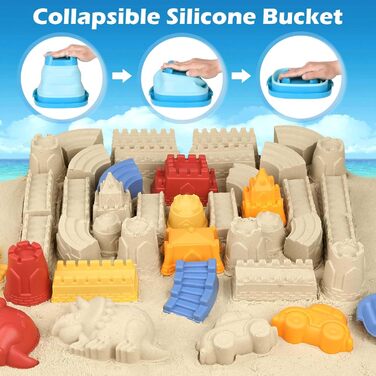 YIMORE Sand Toys for Boys and Girls, 30 Pieces Sandbox Beach Toy Set with Sand Molds, Sand Toys for Ages 2, 3, 4, 5