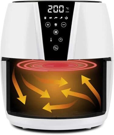 Фритюрниця без олії G3 Ferrari Friggisano Easy, 1500 Вт, 4.8 л, 6 програм, цифровий дисплей, антипригарне покриття, білий/чорний колір