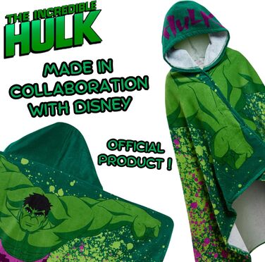 Marvel Incredible Hulk Hooded Towel 100% Cotton Kids Poncho Avengers Beach Towel Bath Towel Swim Cover-up
