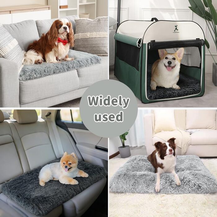 М'яке ліжко для собак та котів Aomig: квадратне, плюшеве, 75x50x8 см, сірий колір