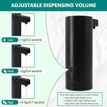 Mamiddle Automatic Soap Dispenser Stainless Steel with Sensor Infrared Soap Dispenser Electric IPX5 Waterproof USB-C Charging with Sensor Infrared Motion Sensor for Kitchen & Bath (Black)