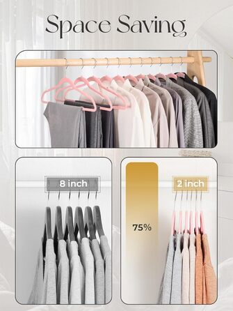 Вешалки для одягу HOUSE DAY, 20 шт. - вешалки з оксамиту, для костюмів, штанів, широкі, обертаються на 360°, рожеві