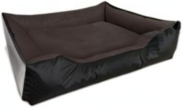 Ліжко для собак BedDog LUPI, м'яке крісло-лежанка для маленьких собак, чорно-коричневе, 150x110x28 см, знімний та пральний чохол