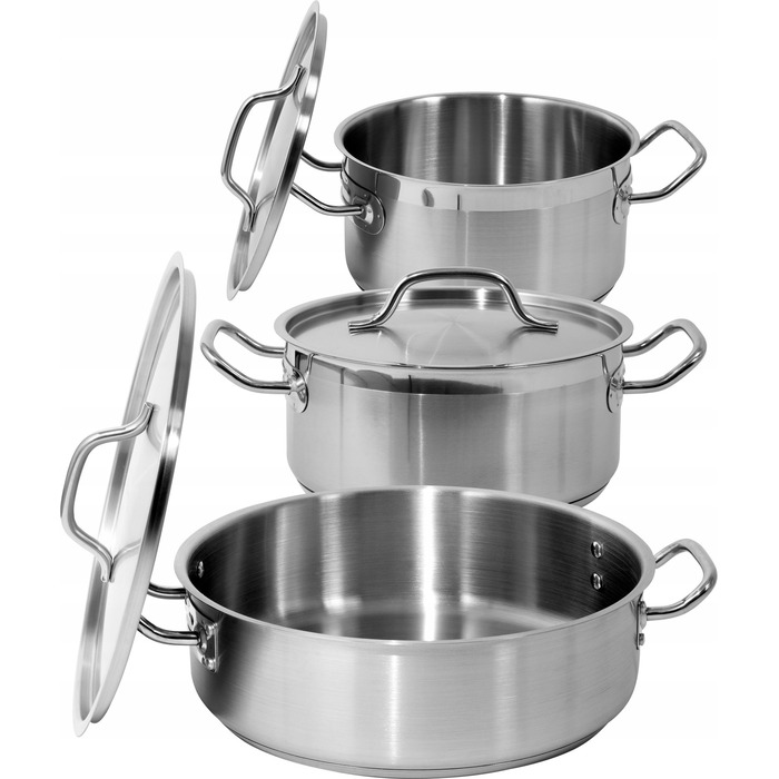 Низька каструля з кришкою, нержавіюча сталь 21/0, 24x11 см, 5 л YATO YG-00041
