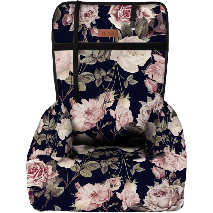 Крісло для собак у машину Petsen з іменем, корзина для собак, автоліжко для маленьких собак, автоліжко з іменем (Рожеве)