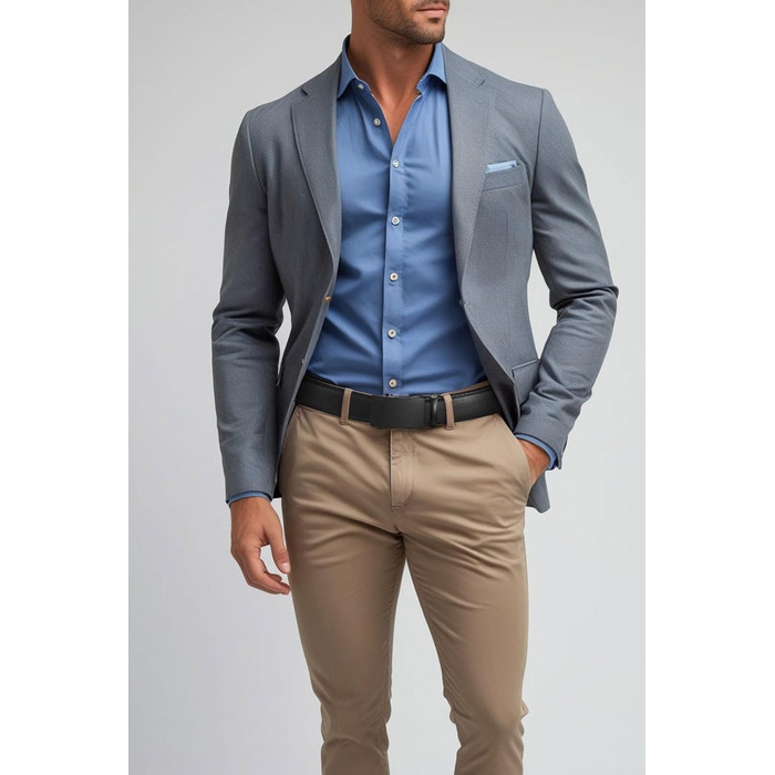 Чоловічий шкіряний ремінь LionVII з автоматичною пряжкою - 3,5 см, регульований, для відпочинку та бізнесу, обрізається під 75-125 см (30-49 дюймів), чорний – Кріфт (Чорний – Елегантність)