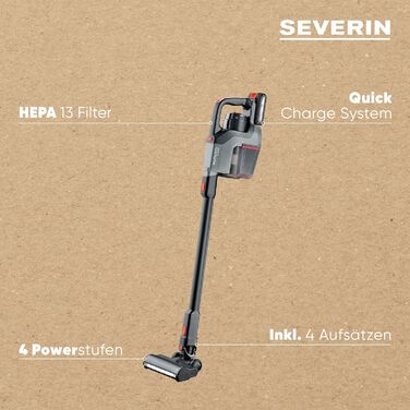SEVERIN SEPURO акумуляторний ручний та стійковий пилосос з інноваційною технологією пилозбірників та акумулятором Einhell Power, бездротовий пилосос з мішком для алергіків, акумуляторний пилосос, HV 7185 (безмішковий варіант)