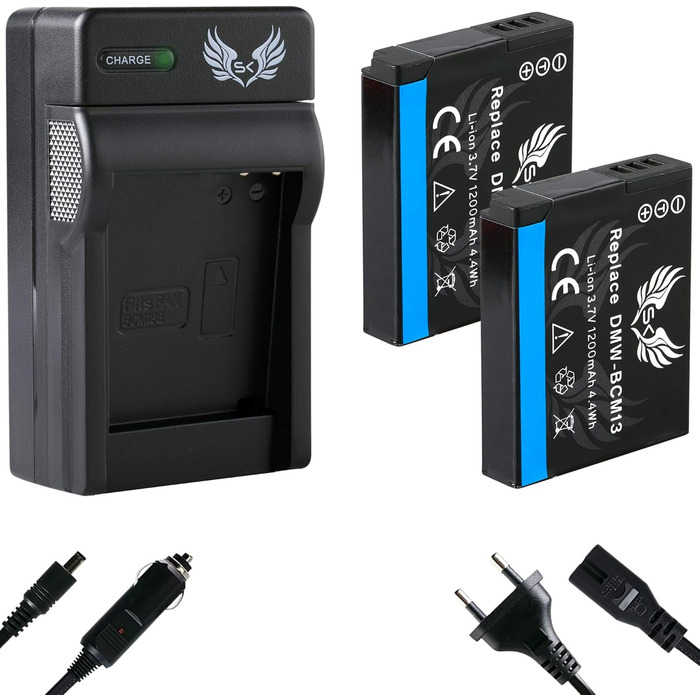 Запасний акумулятор 2x 1200mAh для Panasonic Lumix DMC-FT5 TZ40 TZ41 TZ55 TZ61 TZ71 ZS30 + зарядний пристрій (DMW-BCM13 / DMW-BCM13E)