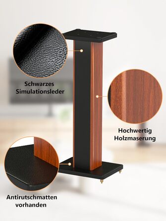 Стійки для колонок Holz Braun Schwarz, 70 см - Преміум підставки для домашнього кінотеатру та студії з прихованою проводкою