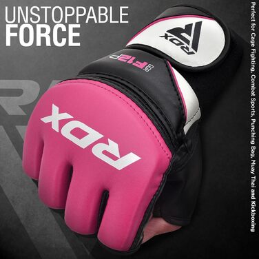 Боксерські рукавички RDX Profi MMA для тренувань, спарингу та кикбоксингу. Шкіра Maya Hide, захищені, чоловічі/жіночі, рожеві, розмір M