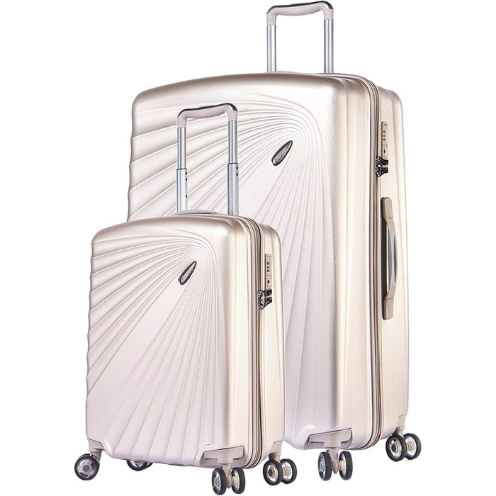 ABISTAB VERAGE Kinetic 4-Double-Wheel Trolley, large, precisely weighed -76cm, 106-127 expandable, TSA lock, ABS/PC hard-shell suitcase, travel suitcase, Burgundy (Metallic Champagne, SM)