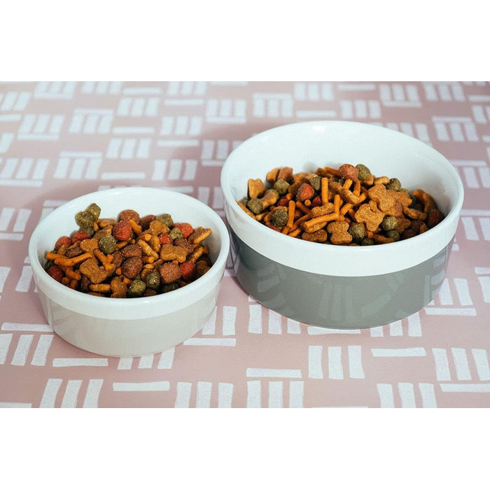 Миска для собак Waggo Dipper Ceramic - велика, сірого кольору, для маленьких та великих порід, міцна, для корму та води, сумісна з посудомийною машиною