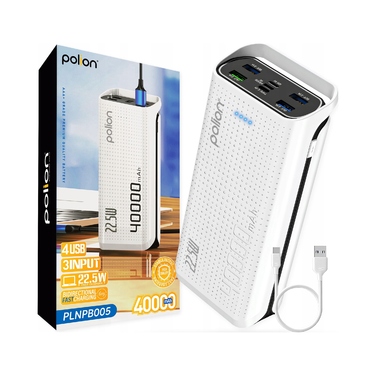 Повербанк Polion 40,000 mAh, білий