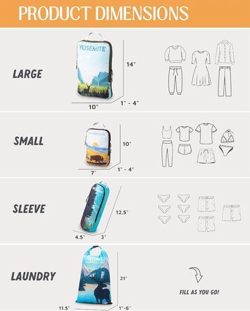 Набір кубиків для пакування TRIPPED Travel Gear: 6 шт., білий/зелений, для подорожей, з подвійним замком-блискавкою