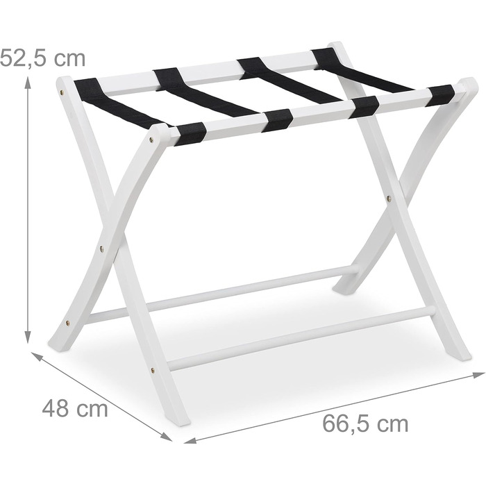 Relaxdays Luggage Rack Wood, foldable, luggage rack, suitcase storage, for travel luggage, HxWxD: 52.5x66.5x48 cm, white