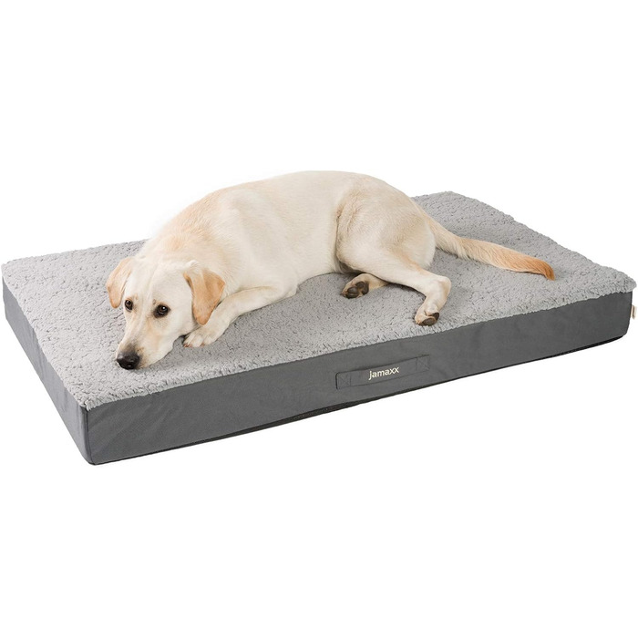 JAMAXX Orthopedic Dog Bed - Joint-Friendly Memory Foam Visco - Washable, Removable Lambskin Cover/Water-Repellent Oxford Fabric - Robust, Cozy Dog Bed PDB1012, 120x73 (L), Grey