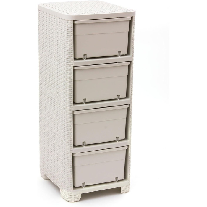 Комод CURVER STYLE з 4 шухлядами, поліпропілен, кремовий, 33x38x79 см