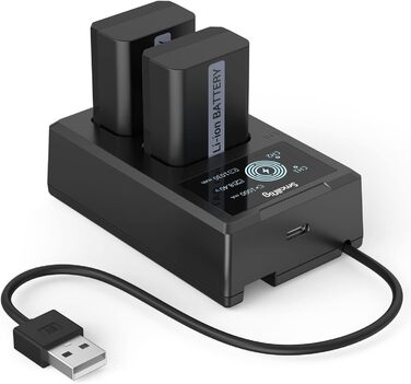 SMALLRIG Запасні акумулятори для Sony NP-FW50 (2 шт.) з LCD-дисплеєм та зарядним пристроєм. Сумісні з Sony ZV-E10, A6300, A6400, A6500, A7 II, A7R II, A7S, A7S II, A7R, RX10 III