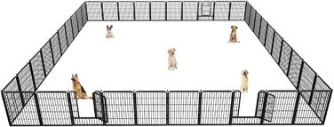 Металевий вольєр для собак на вулицю, 81.3 см, вольєр для цуценят, загін для собак великих, середніх та малих порід, портативний, з воротами, 40 панелей (69.8 x 81.3 см)