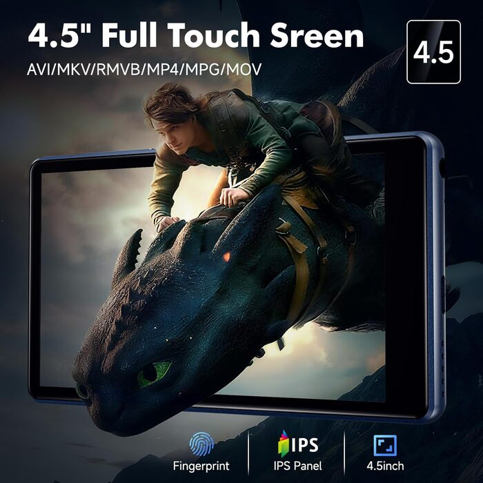 MP3 плеєр 163GB з WiFi, Bluetooth, Android 13, Spotify, FM радіо, сенсорний екран 4.5