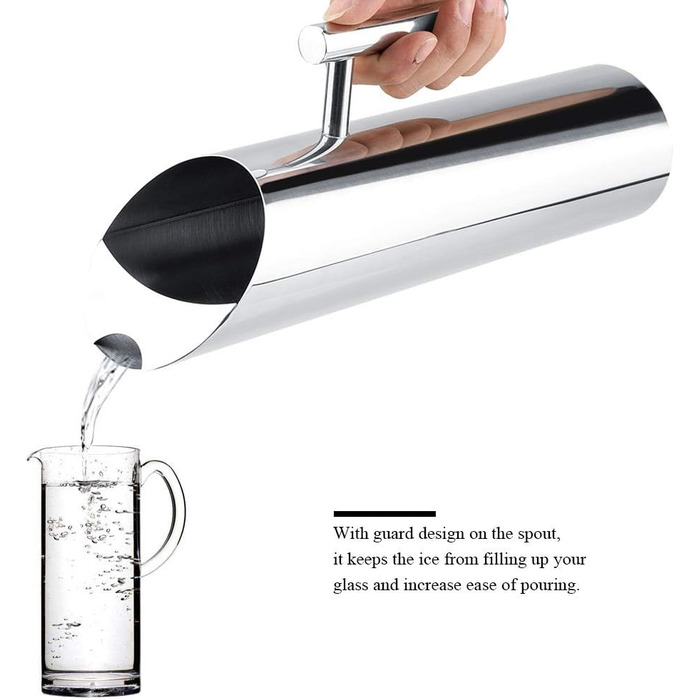 2L Stainless Steel Water Jug, Cold Drinking Jug, Home Hotel Serving Tool, with Ice Protection and Ergonomic Handle, for Serving Water, Iced Tea, and Other Cold Beverages