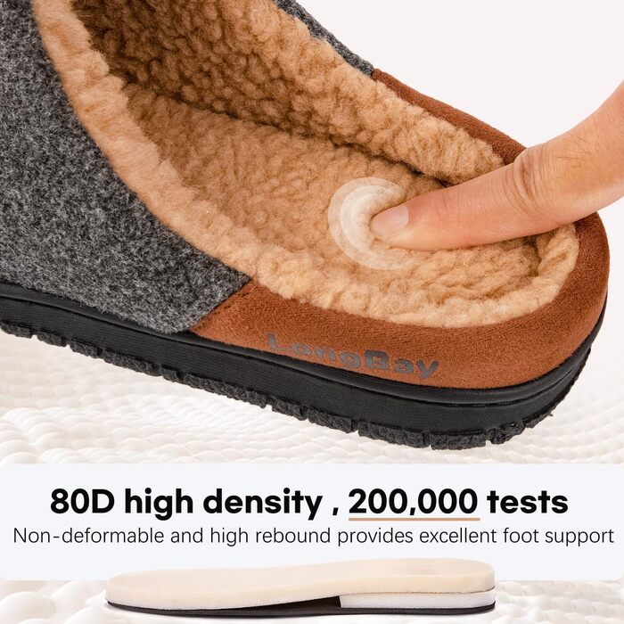 Чоловічі тапочки LongBay з ефектом вовни, теплі, з піною Memory Foam та м'яким Sherpa-підкладкою для дому та вулиці (41 EU, Темно-сірий)