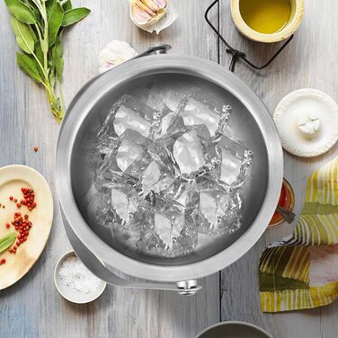 Ейскюбель 2L: Ізольований ейскюбель з кришкою та шуфлером з нержавіючої сталі. Ідеально для пива, шампанського, вина та напоїв.