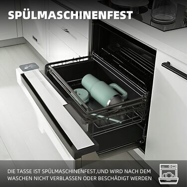 Термокружка WATERSY 1.2L з 2 трубочками, витокозахисний термос для кави To Go, вакуумна ізоляція, без BPA, ретро-зелений