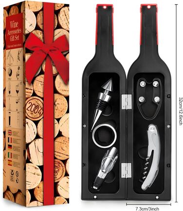 Набір викруток для вина, 5 шт. з пробкорізами та затискачами для пляшок. Подарунковий набір сомельє.