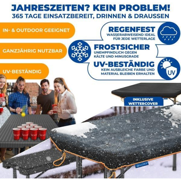 Стіл KESSER® для пікніка, розкладний, пластиковий, 183x76 см, ротанг, 6 осіб, для саду, тераси, балкону, з ручкою, антрацит