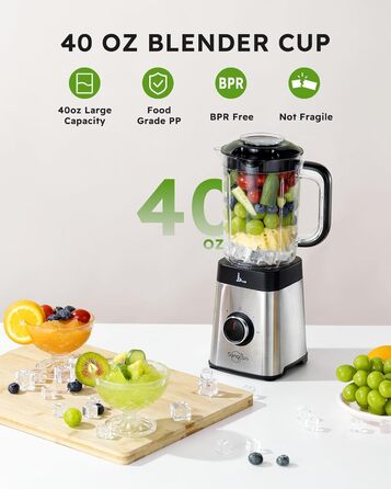 Sangcon 5-in-1 Stand Mixer & Smoothie Maker - 500W Power, 3 Speed Settings, Pulse Function, Glass & Stainless Steel Cups