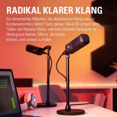 Елгато Wave DX – Динамічний XLR мікрофон з нирковою характеристикою, для подкастів, стрімінгу та трансляцій, без підсилювача, сумісний з Mac/PC