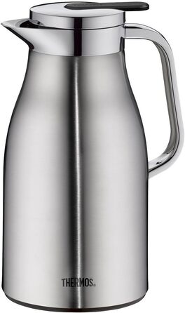 Термос Thermoskanne Century, нержавіюча сталь, 1л, скляний вкладиш, клапан для наливання однією рукою, 4046.248.100. Зберігає тепло до 12 годин, ідеальний для кави або чаю, на 8 чашок.