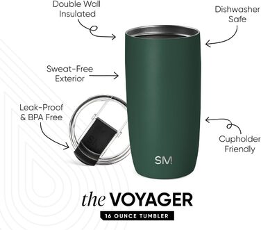 Термокружка Simple Modern Voyager Almond Birch 470мл з кришкою | Зі сталі, ізольована, для кави | Подарунок для жінок та чоловіків