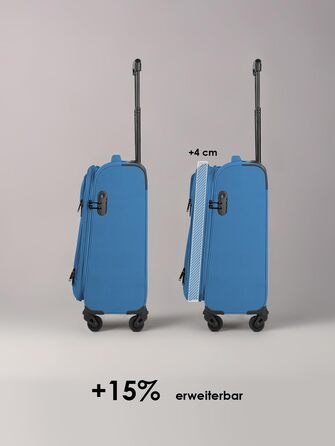 Набір валізак SMARTBOX 3 шт. для жінок та чоловіків | Легкі та міцні валізи-ролери, якісний softcase, 4 колеса та кодовий замок | Розширювані | Slate-blue (Сіро-блакитний), розмір S (56 см)