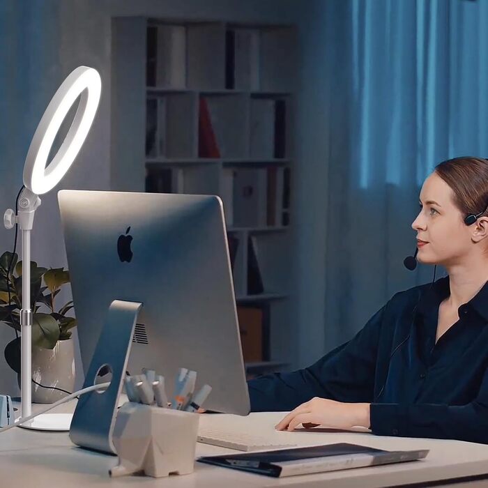 Кільцеве світло Evershop 10.5” з триподом для телефону, ноутбука, відеоконференцій, YouTube, TikTok, LED, 3 кольори + 10 рівнів яскравості, 360° обертання