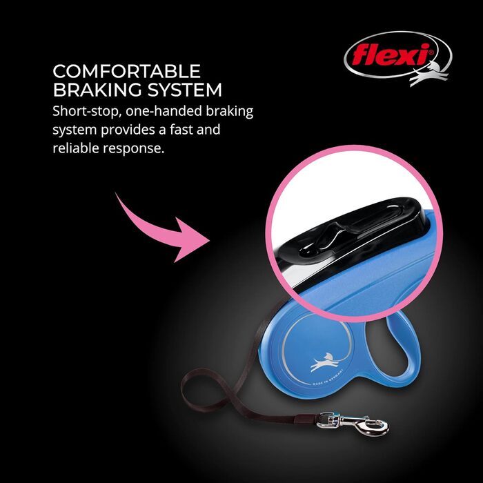 Леєнка для собак Flexi Classic Roll-Hundeleine, нейлонова, 4.8 м, розмір S, блакитна