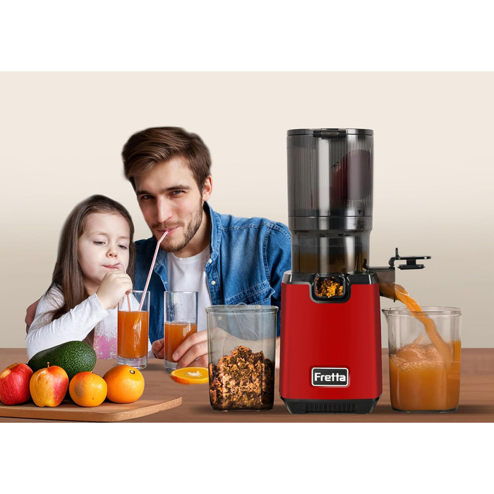 Шнекова соковижималка Fretta Slow Juicer для овочів та фруктів, чорна (колір: вино)