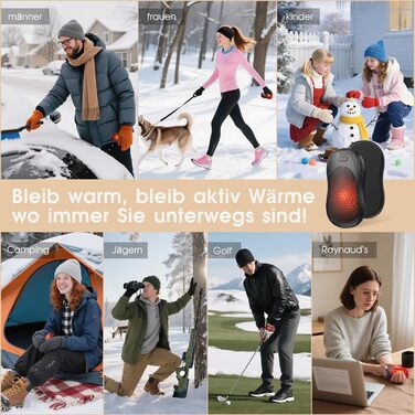 Електричний грілка для рук, USB грілка для рук, 2 шт. - подарунок для жінок, чоловіків, дітей. 3 режими, до 18 годин тепла, для гольфу, кемпінгу, полювання. Чорний