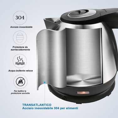 Електрочайник EXTRASTAR з нержавіючої сталі, 1.2 л