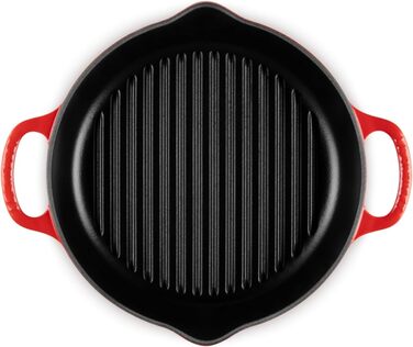 Чавунна кругла гриль-сковорода Le Creuset Signature, 25 см, для всіх плит і духовок, червона