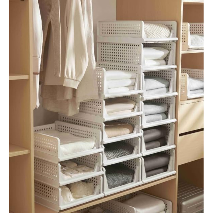 RMAN 4-Piece Closet Organizer Stackable Folding Closet Organizer for Drawers, Closet Organizer, Storage Boxes, Kitchen, Bathroom