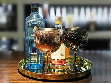 Luxurious Gin & Tonic Glasses, Stainless Steel Cocktail Wine Glass Set, Gin Glass Set for Gin Lovers, 680 Ml, Rose Gold. (Hand Wash)