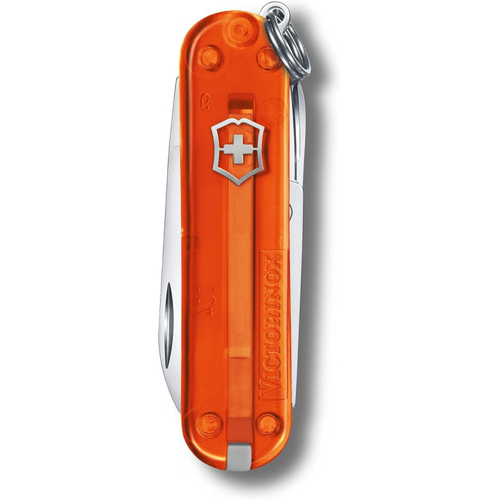Швейцарський ніж Victorinox Classic SD, мультитул, 7 функцій, апельсиновий, прозорий