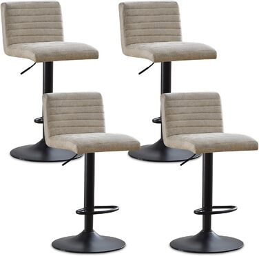 JYMTOM Adjustable Bar Stools Set - Velvet Upholstered Swivel Counter Stools for Bar, Kitchen, Bistro, Cafe & Dining Room (Set of 4, Beige)